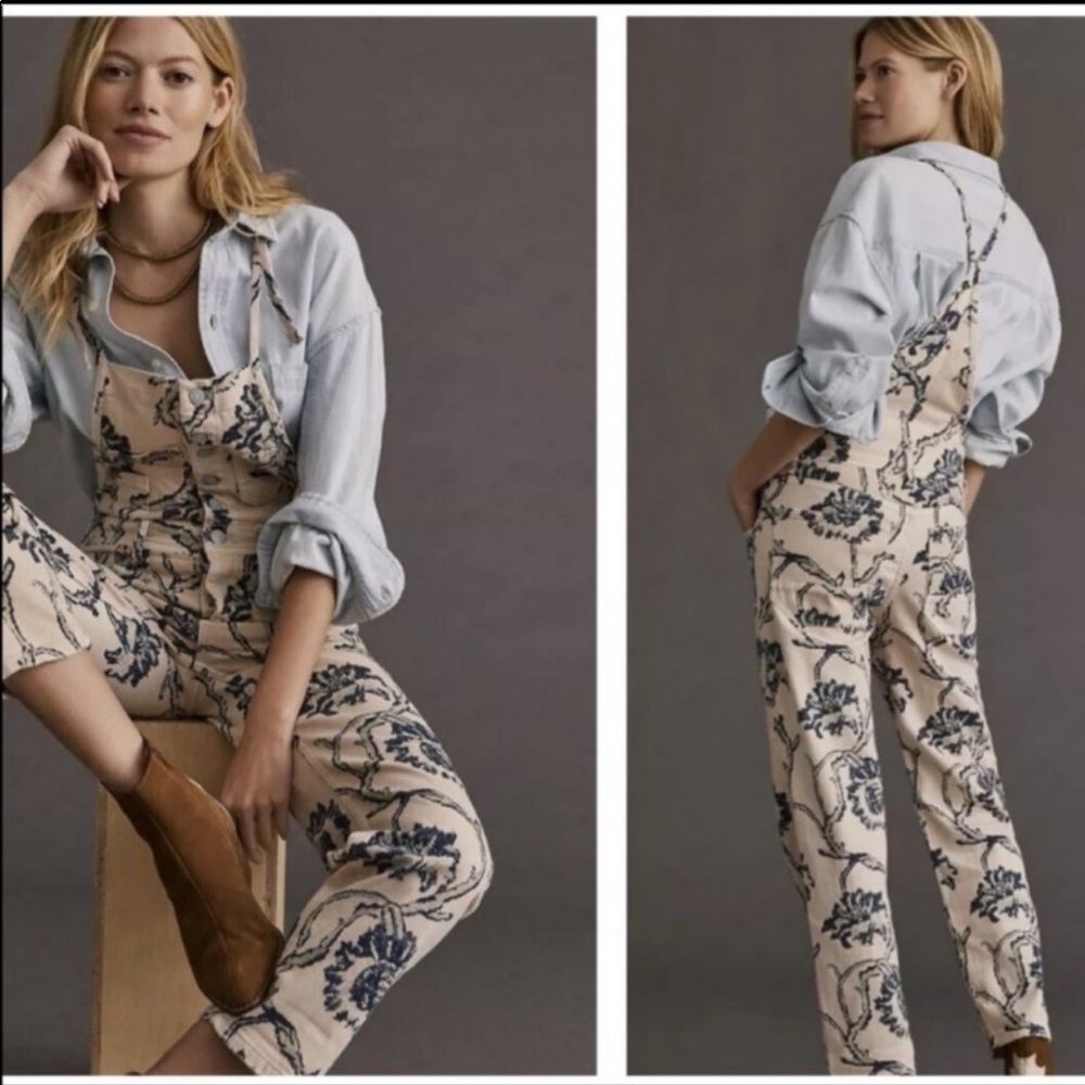 NWT Pilcro Painter Overalls in Blue Floral